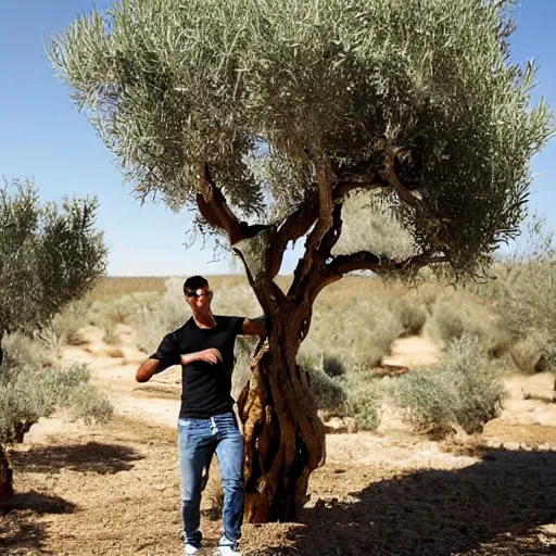 Image similar to cristiano ronaldo shaking an olive tree