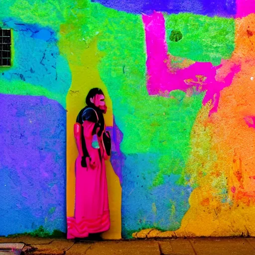 Prompt: a very mysterious colorful photo of a random person
