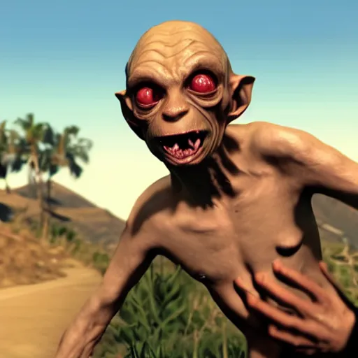 Image similar to Gollum, gta v loading screen style