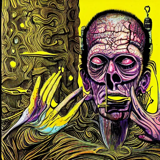 Image similar to graphic illustration, creative design, ancient lord, biopunk, francis bacon, highly detailed, hunter s thompson, concept art