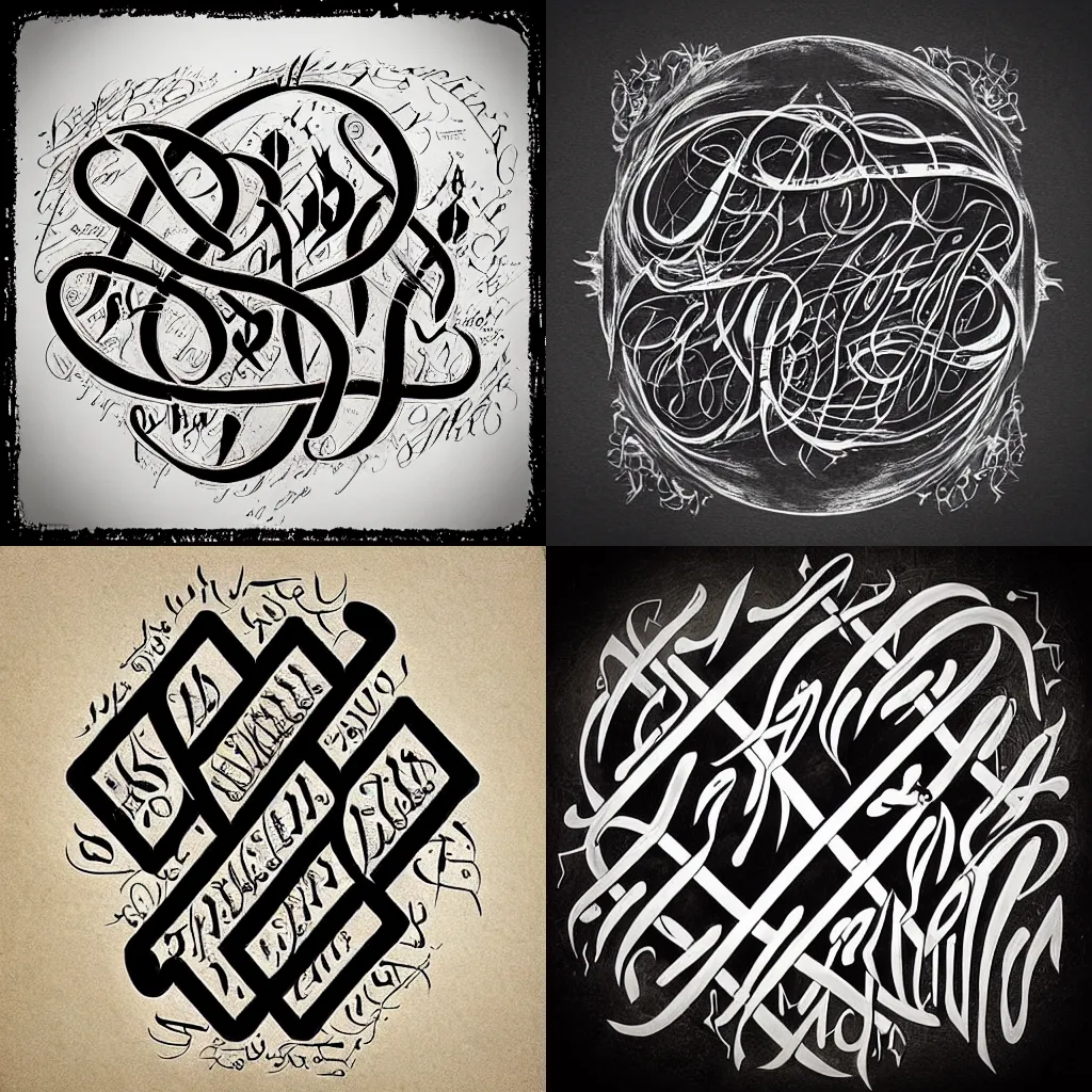 Prompt: “Gothic calligraphy of the future, by pokras lampas”