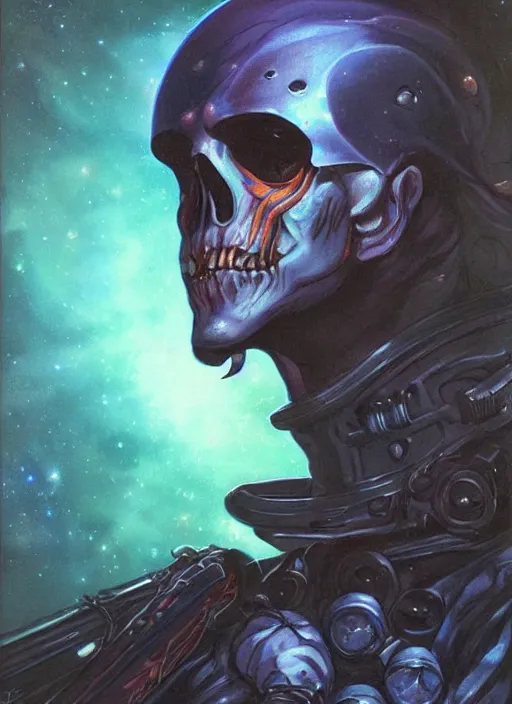 Prompt: portrait of space pirate, night sky background, coherent! by brom, deep color, strong line, high contrast