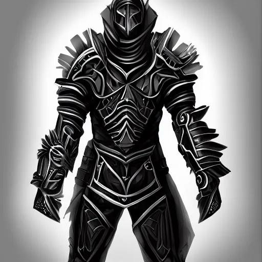 Image similar to a highly detailed digital art of a man wearing a epic shadow armor