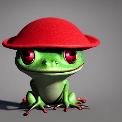 Image similar to a cartoon frog with big eyes and a hat, a stock photo by Dom Qwek, polycount, happening, booru, 4k, 8k