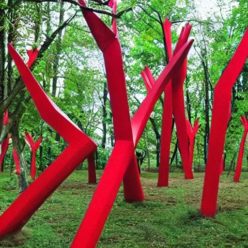 Image similar to red alien triangle trees