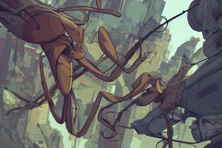 Image similar to praying mantis, gta 5 comics official fanart behance hd artstation by jesper ejsing, by rhads, makoto shinkai and lois van baarle, ilya kuvshinov, ossdraws, that looks like it is from borderlands and by feng zhu and loish and laurie greasley, victo ngai, andreas rocha, john harris fast and furious