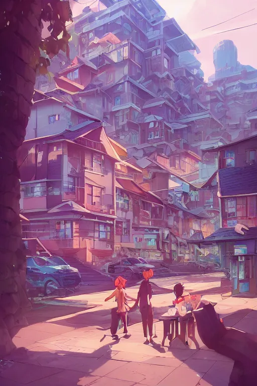 Image similar to Isometric building, by Jesper Ejsing, RHADS, Makoto Shinkai and Lois van baarle, ilya kuvshinov, rossdraws global illumination