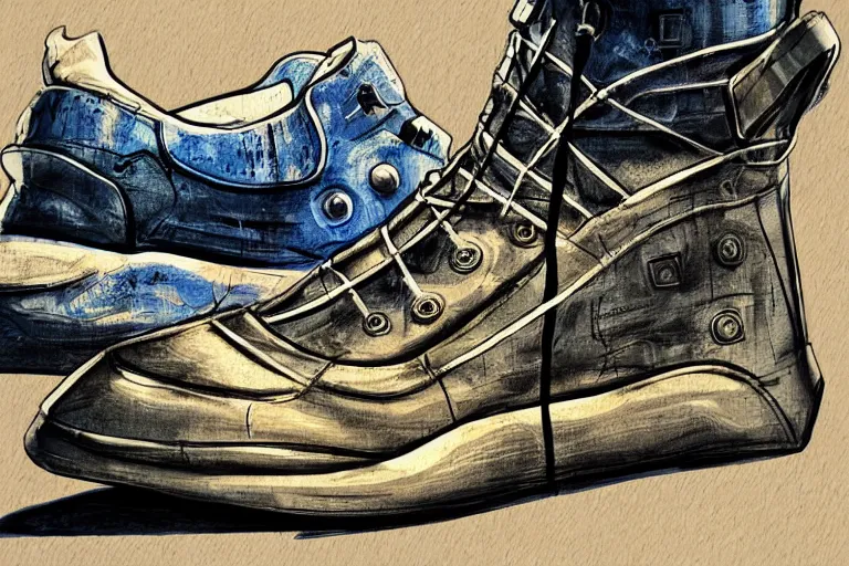 Prompt: i know something is wrong next door when i hear a shoe squeak, photoillustration ink drawing acrylic art digital illustration oil on canvas photorealistic polished sci - fi james gurney filmic stock photo landscape polished photorealistic