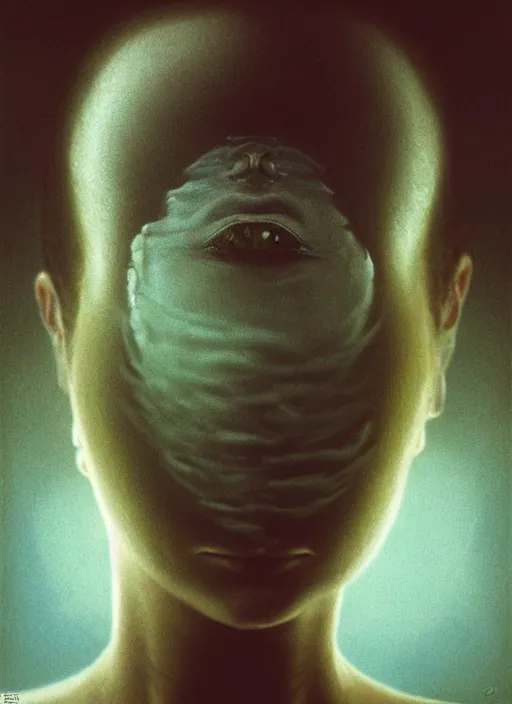 Prompt: beautiful extreme closeup portrait of a woman fully submerged ecxept of the top of his head, horrified look in his eyes, water reflection, sigma 85mm, highly detailed, soft lighting, elegant,sigma 85mm, Edward Hopper and James Gilleard, Zdzislaw Beksinski, Steven Outram, highly detailed