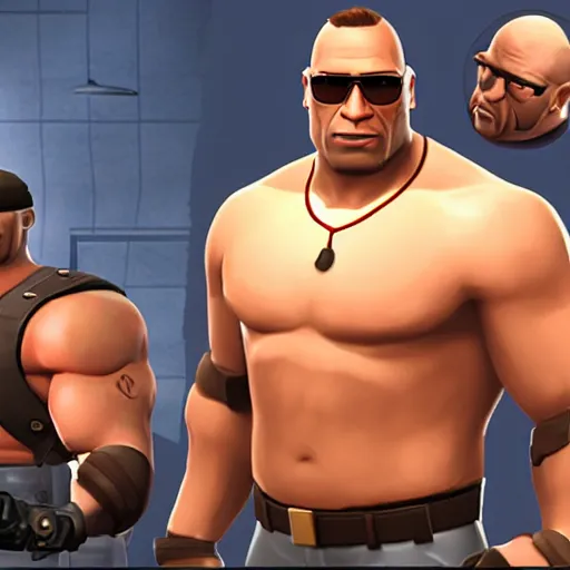 Prompt: dwayne johnson in team fortress 2