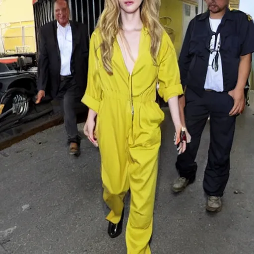 Image similar to amber heard in a prison jumpsuit in prison