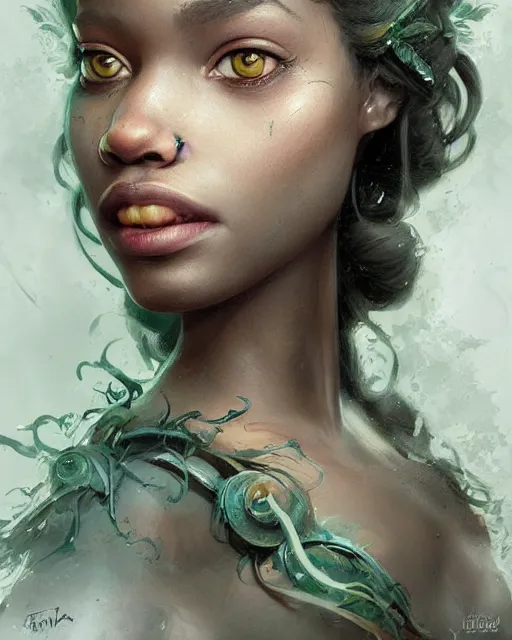 Image similar to princess tiana, hyper realistic face, beautiful eyes, fantasy art, in the style of greg rutkowski, intricate, hyper detailed, smooth