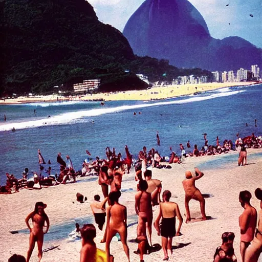 Image similar to Rio de janeiro 1970's beach, color photo by Slim Aarons