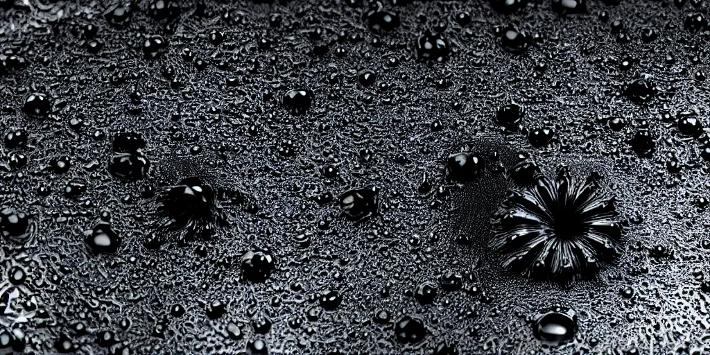 Image similar to black dragon made of ferrofluid, in the zoo exhibit, viscous, sticky, full of black goo, covered with black goo, splattered black goo, dripping black goo, splattered goo, sticky black goo. photography, dslr, reflections, black goo, zoo, exhibit, v - ray, 3 d render, 8 k resolution, hyperreal