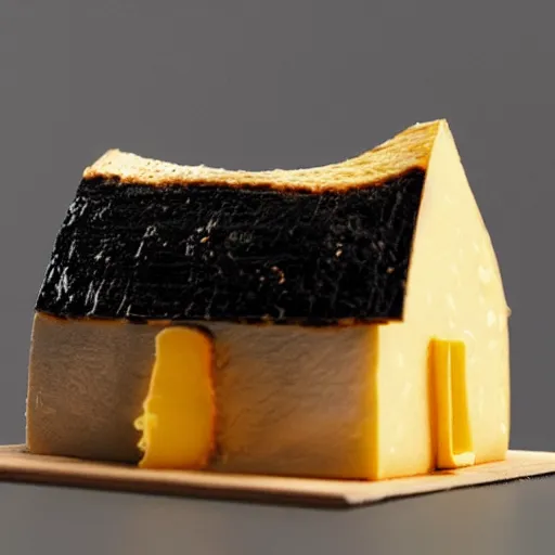 Image similar to house made from cheese, photorealistic