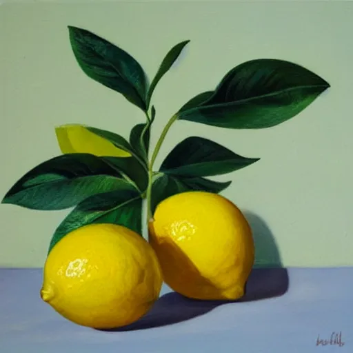 Prompt: oil on canvas painting of a lemon