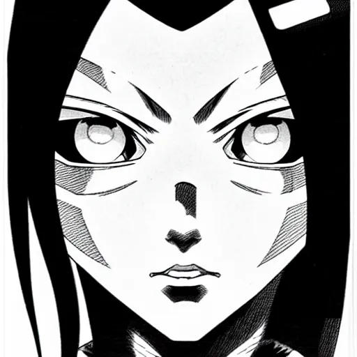 Image similar to alita by yukito kishiro. medium shot. black and white manga. pencil drawing. high detailed face