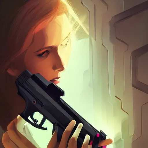 Prompt: A sorcerer wielding two Glock pistols, bust shot, smooth, intricate, elegant, power aura, digital painting, artstation, concept art, high tech fantasy, sharp focus, illustration, art by Ilya Kuvshinov-H 640