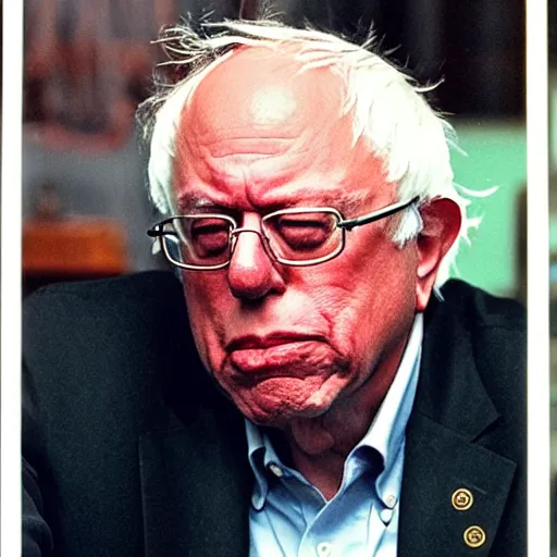 Image similar to bernie sanders smoking a blunt on a magic the gathering card