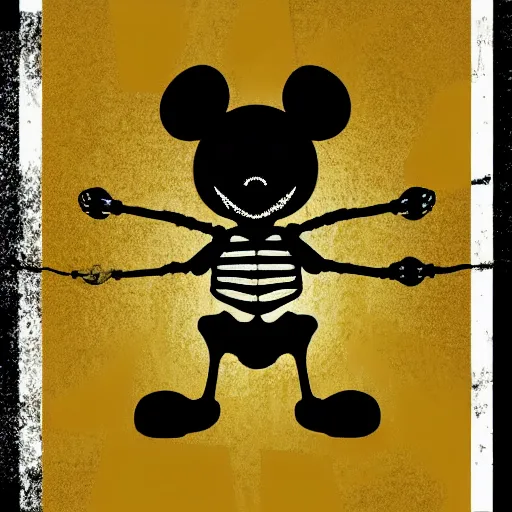 Image similar to skeleton mickey mouse profile picture, dark, pop art, 4 k