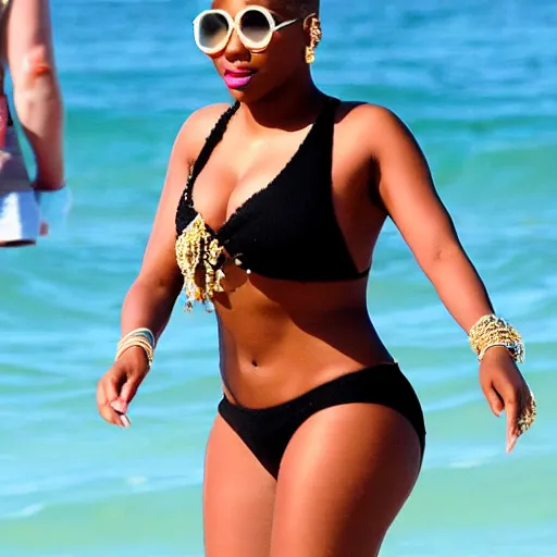 Image similar to nicki minaj goes to the beach