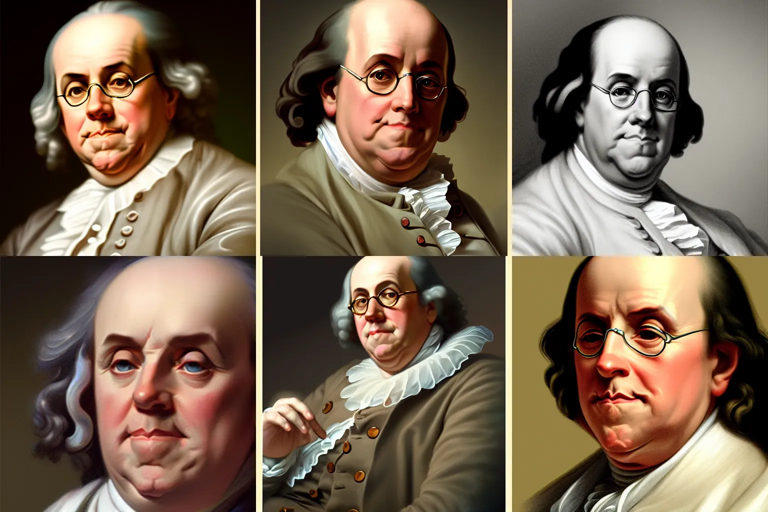 Prompt: portrait of Benjamin Franklin, dreamy and ethereal, expressive pose, peaceful expression, elegant, highly detailed, digital painting, artstation, concept art, smooth, sharp focus, by Alberto Vargas