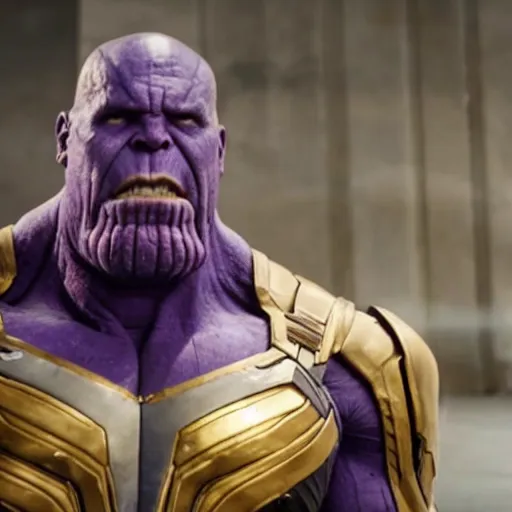 Prompt: film still of thanos eating an ice cream in the new avengers movie, 4 k