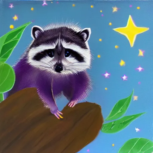 Image similar to purple raccoon in the stars