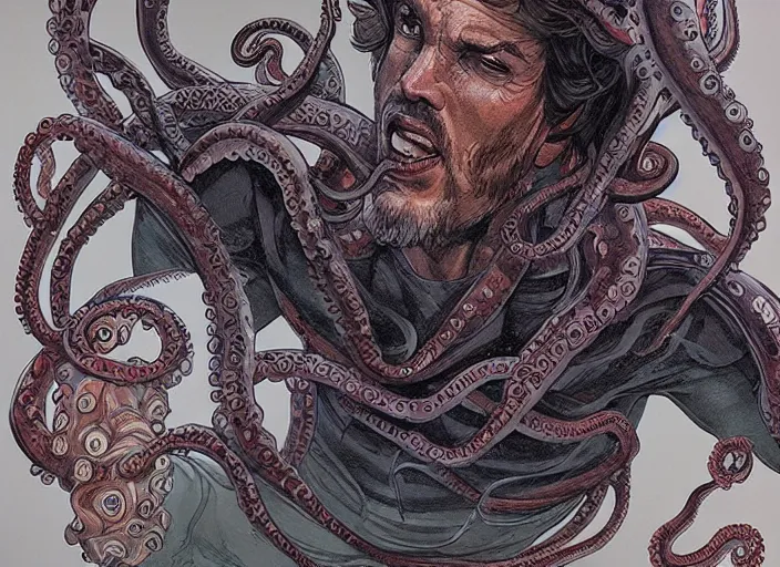 Image similar to a highly detailed [ octopus ] portrait of stephen strange, james gurney, james jean