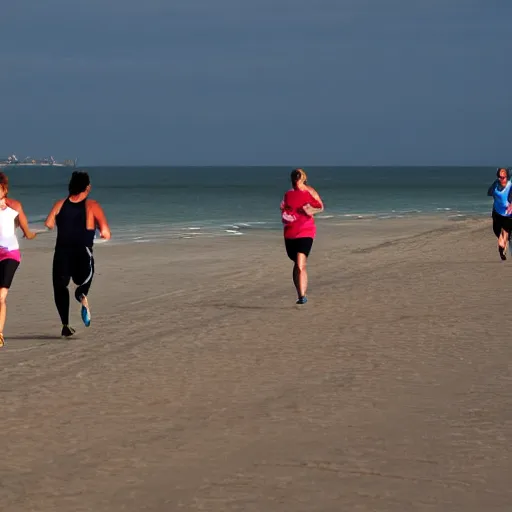 Image similar to people running on the beach in the morning