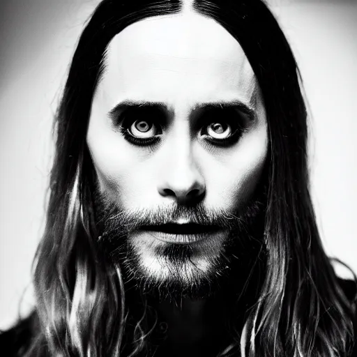 Image similar to jared leto as vampire, portrait, studio lighting, 5 0 mm