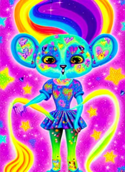 Prompt: a cursed lisa frank illustration