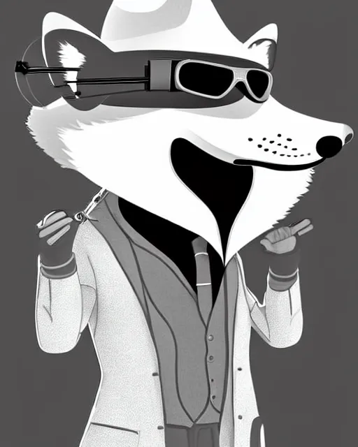 Prompt: highly detailed digital art portrait of anthropomorphic fox animal wearing a white suit, white cowboy hat, and reflective sunglasses, smoking cigar, fox animal, golf course in background, reflective aviator sunglasses, highly detailed digital art, trending on furaffinity