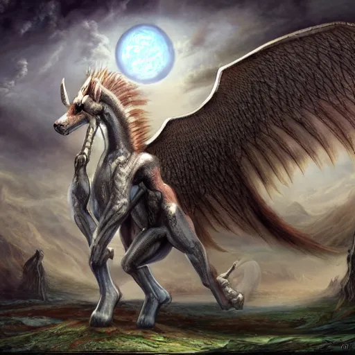 Image similar to a drakopegasus, fantasy art,