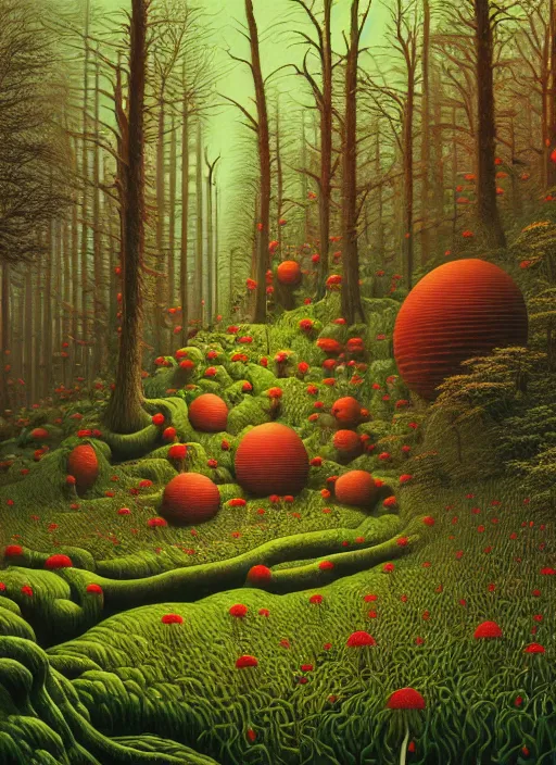 Image similar to hyper detailed 3d render like a Oil painting - the spring comes to the forest, by Jacek Yerka, Mariusz Lewandowski, Houdini algorithmic generative render, Abstract brush strokes, Masterpiece, Edward Hopper and James Gilleard, Zdzislaw Beksinski, Mark Ryden, Wolfgang Lettl, hints of Yayoi Kasuma, octane render, 8k