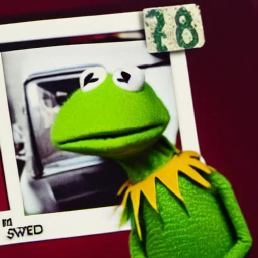 Image similar to polaroid shot of kermit the frog in the movie the mechanic
