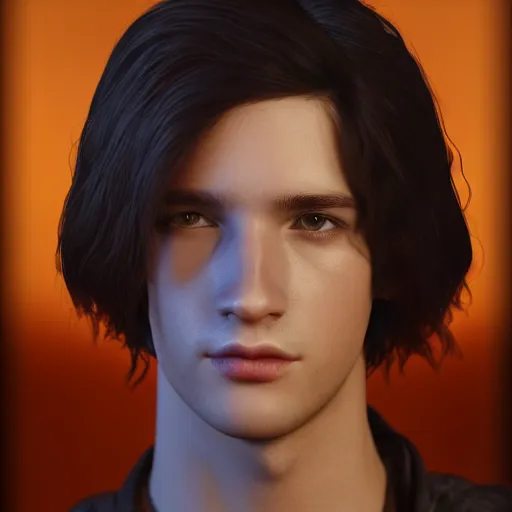 Image similar to a digital art close up portrait of young barnes courtney bard from fantasy world, handsome young man bard with lute character sheet, 4 k, ultra detail, volumetric lighting, unreal engine, octane render