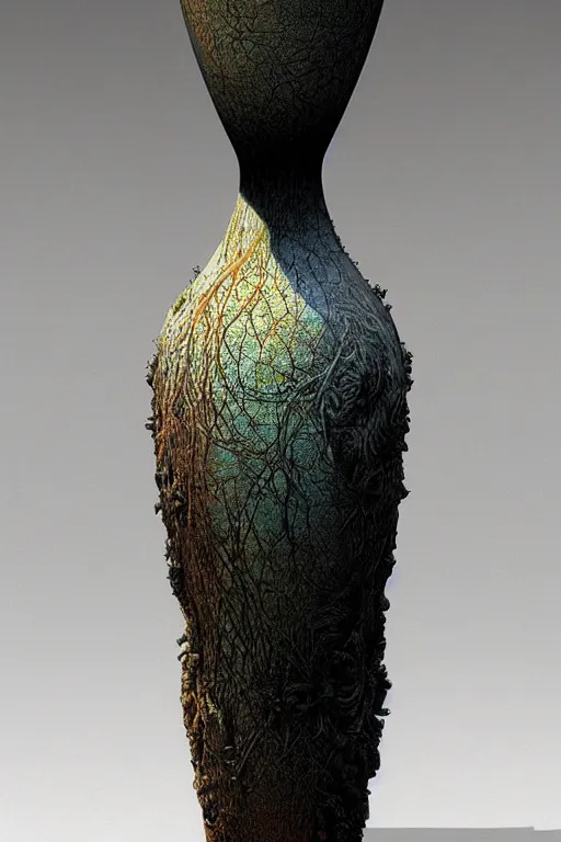Image similar to symmetric vase, with detailed texture front view by luis royo and wayne barlowe, beksinski