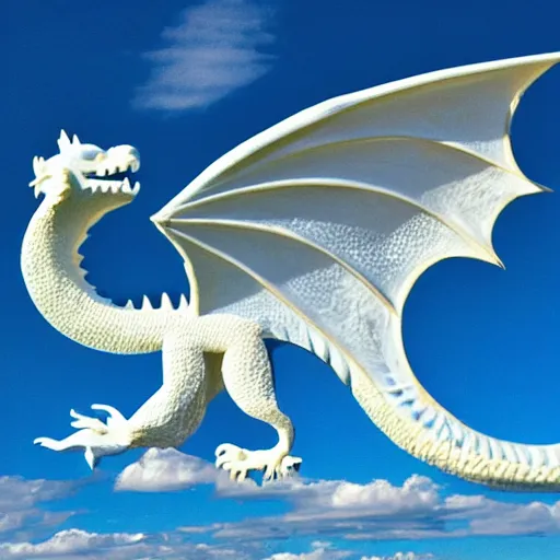 Image similar to clear blue desert sky with one clouf ormation in the shape of a dragon