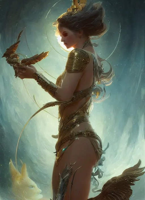 Prompt: portrait of artemis, goddess of the hunt, digital art by artgerm and greg rutkowski, gaston bussiere, sakimi chan and android jones and karol bak, cinematic lighting, trending on artstation, volumetric dust, intricate, elegant