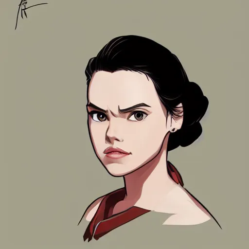 Image similar to a portrait of Daisy Ridley, anime art style