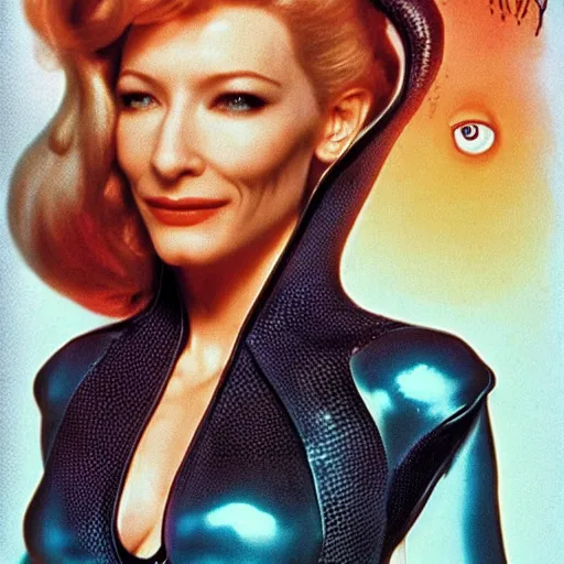 Prompt: cate blanchett as barbarella (1968),poster