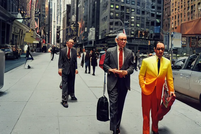 Image similar to Space men in suits without arms in bright colors walk the streets of new york, among us, natural light, sharp, detailed face, magazine, press, photo, Steve McCurry, David Lazar, Canon, Nikon, focus