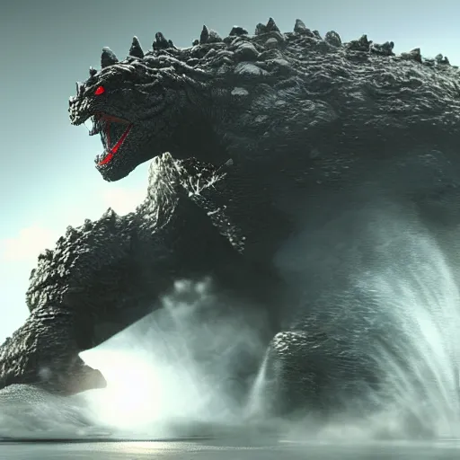 Prompt: a blob having the form of Godzilla, octane render, 3D