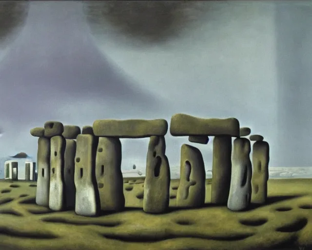 Prompt: painting of Stonehenge by Yves Tanguy--n 6