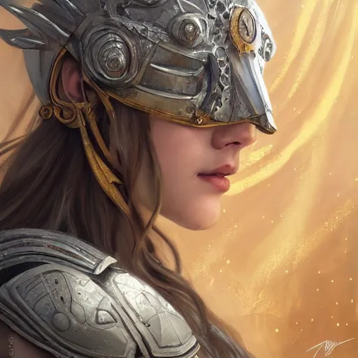 Image similar to portrait knights of Zodiac girl, silver and ice color reflected armor, in ruined Agora of Athens, ssci-fi, fantasy, intricate, very very beautiful, elegant, golden light, highly detailed, digital painting, artstation, concept art, smooth, sharp focus, illustration, art by tian zi and WLOP and alphonse mucha