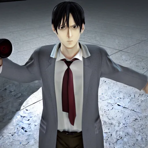 Image similar to okabe rintarou t pose, 3 d rendered