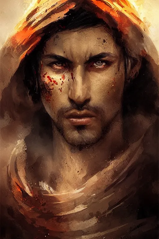 Image similar to prince of persia warrior within face portrait by greg rutkowski