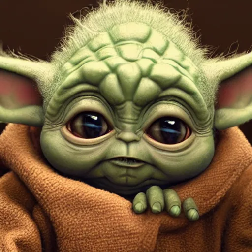 Prompt: portrait of baby yoda as a middle-aged man, au naturel, hyper detailed, digital art, trending on artstation, cinematic lighting, studio quality, smooth render, unreal engine 5 rendered, octane rendered, art style by klimt and nixeu and ian sprigger and wlop and krenz cushart