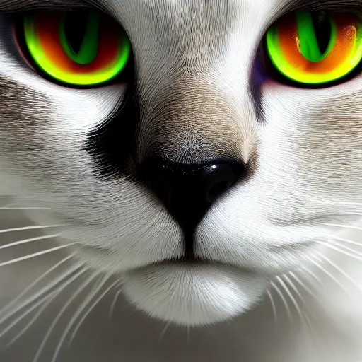 Prompt: white and black cat with green eyes setting planet earth on fire, unreal engine, photorealistic 4 k, nasa image